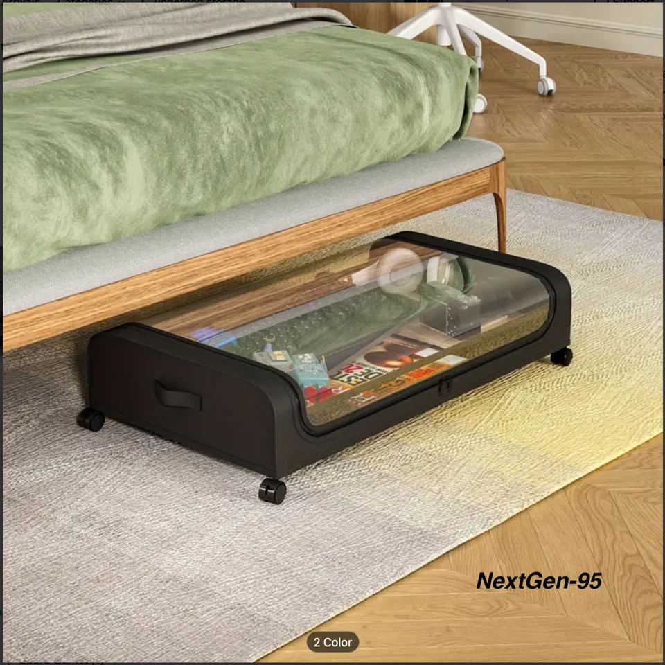 Large Organizer Under Bed Storage Container with Wheels Clothes Drawer Roling UK - Image 4 of 4