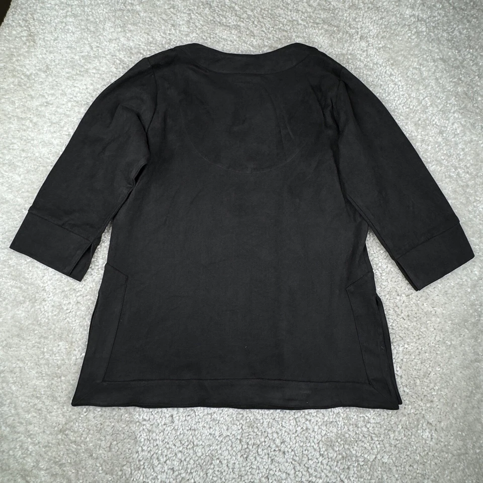 Gretchen Scott 分领束腰外衣黑色人造麂皮绒女式大号全新 — 第 2/4 张图片