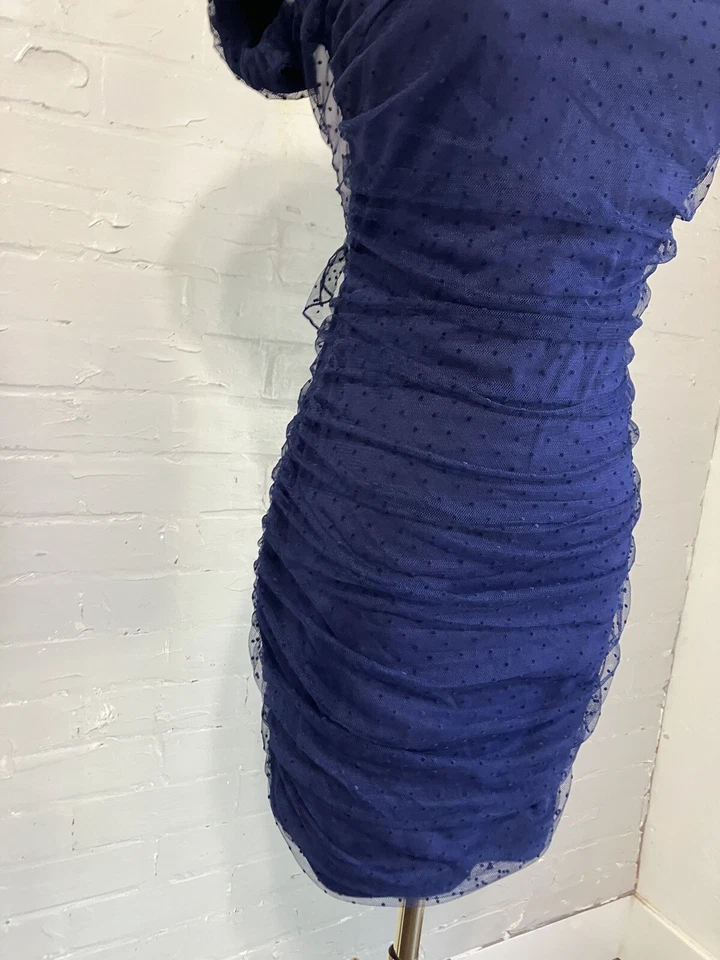 Mini Vestido Windsor Flirty Allure Malla a Lunares Azul Marino 05102-5296 (b122) Foto 3 de 4