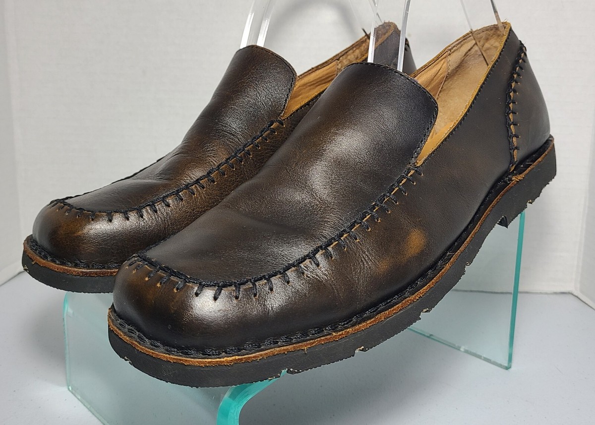 Bed Stu Brown Leather Stitching Slip-On Casual Loafer Shoes 