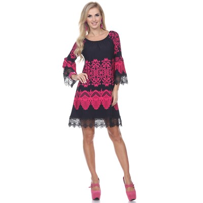White Mark Women's Alta Dress - Pink Black - Small