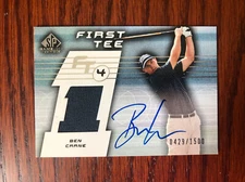 2003 SP Game Used Golf Ben Crane First Tee Shirt/Auto On Card #70 429/1500