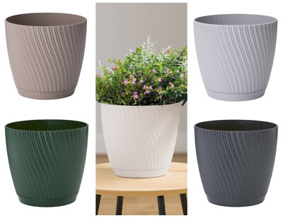 Blumentopf Übertopf Rund Pflanztopf mit Untersetzer 5 Farben 6 Größen SET 
