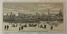 1880 magazine engraving ~ BOLOGNA FROM MARGHERITA GARDENS, Italy