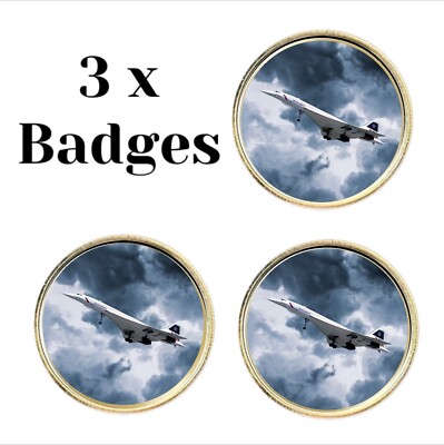 3 x Concorde Flugzeug (BU5) Anstecknadel Abzeichen