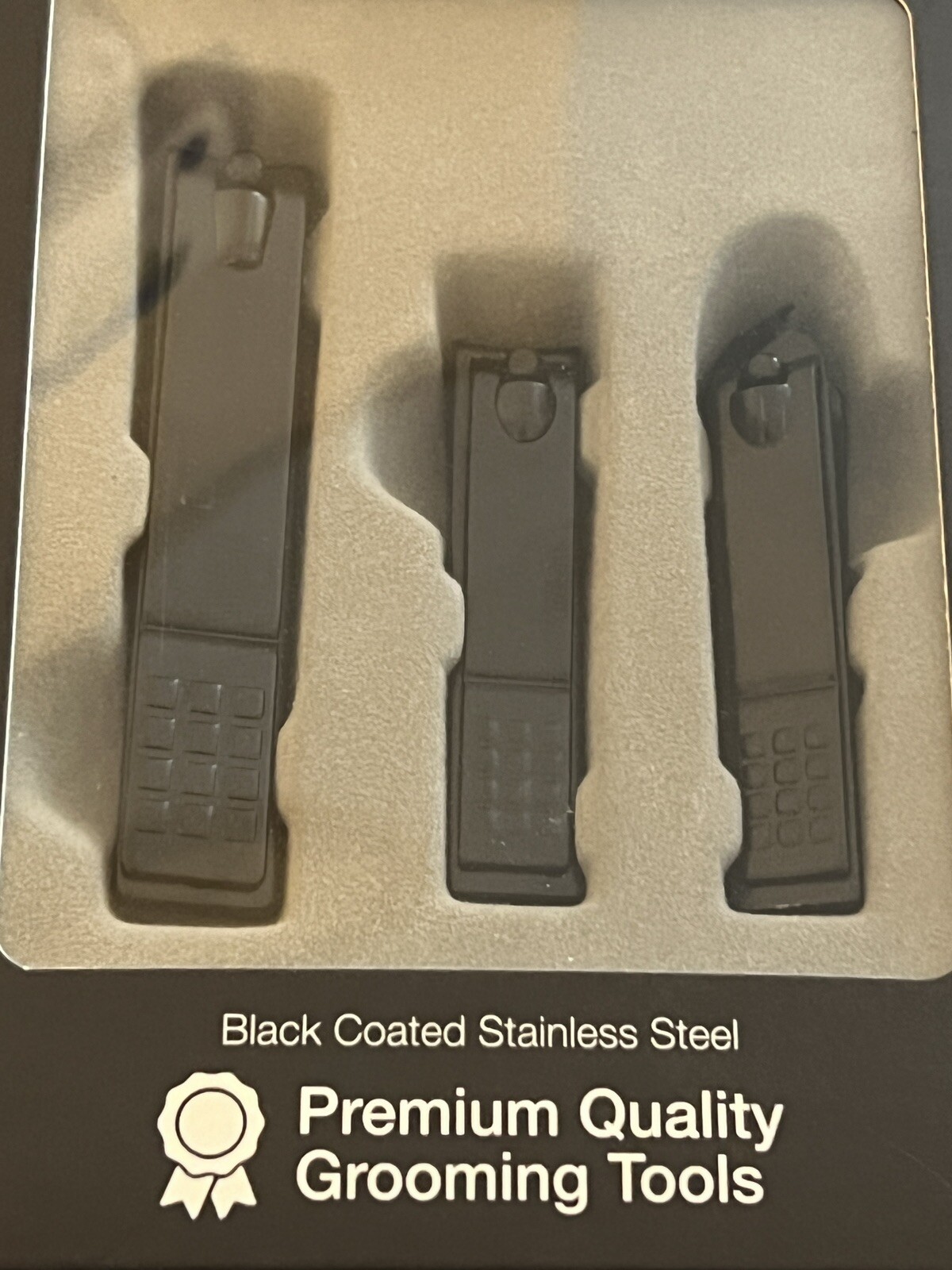 New Brookstone 3Piece Nail Clippers Grooming Gift Set, black anodized
