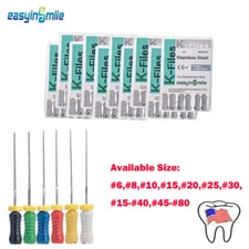 Dental Endodontic Root Canal K-Files Hand Use 25mm Stainless 6pcs/pack (10packs)