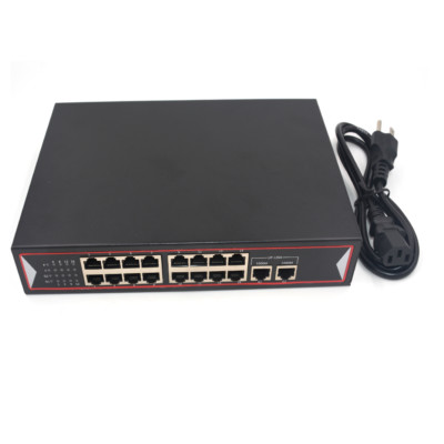 POE Switch 16 port 10/100Mbps and 2 port Gigbit Uplink 48V for POE IP Cameras