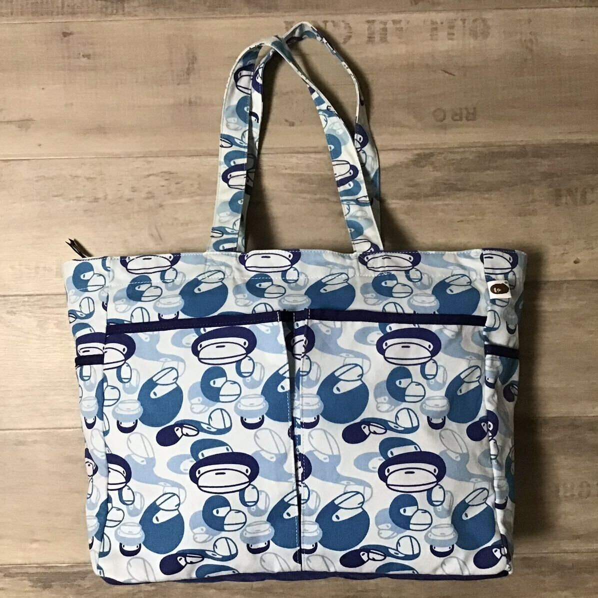 BAPE MILO camo Blue MOMS TOTE BAG a bathing ape NIGO | eBay
