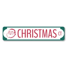Santa Christmas Court Sign, Holiday Decor, Christmas Aluminum Sign