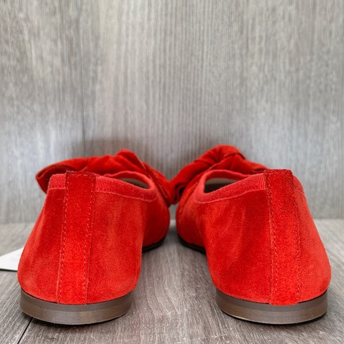 Libera Mente Shoes Womens Sz 37 Genuine Leather Suede Bow Flat Pointed Toe Red - Picture 5 of 12