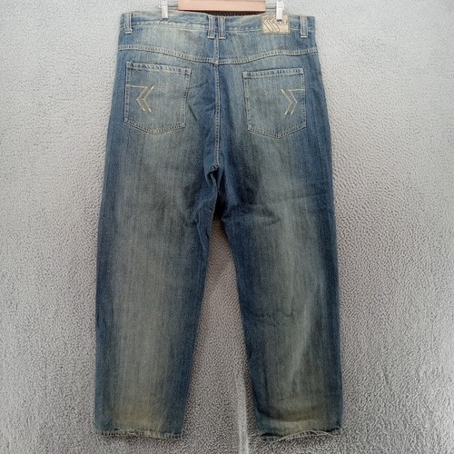 Vtg Karl Kani Jeans Mens 40x34 Blue Wide Leg Y2K Baggy Urban Distressed - Picture 7 of 12