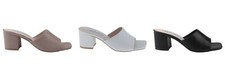 Info-1 Women Open Toe Slip On Block Chunky Low Heels Mules Pumps Slides Shoes