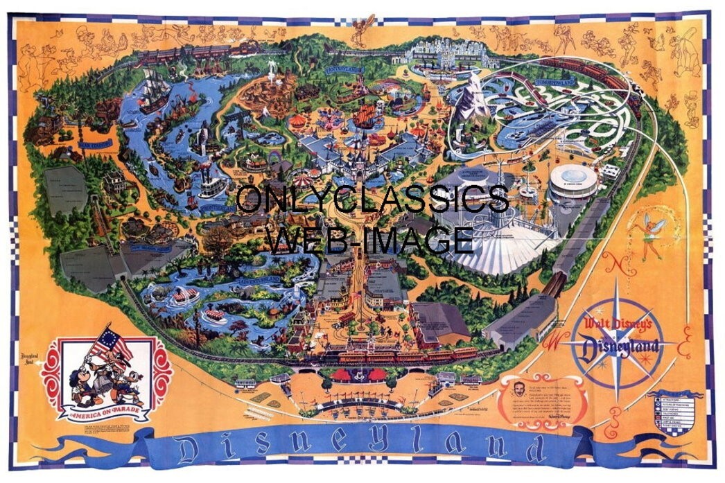 1976 DISNEYLAND CALIFORNIA MAP 8X12 PHOTO POSTER AMUSEMENT PARK
