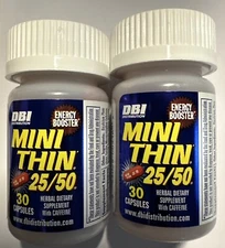 2-30ct BOTTLES MINI THIN 25/50 EF ENERGY BOOSTER ( 60 ) PILLS