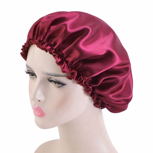 Satin Night Sleep Cap Hair Care Bonnet Head Cover Band Elastic Hat Adjust - Picture 16 of 44