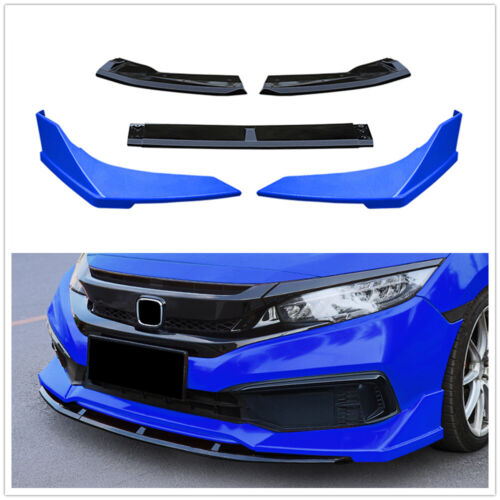 For Honda Civic 10th Gen 2019 2020 Blue  Front Bumper Lip Body Kit Spoiler Cover - Picture 1 of 4