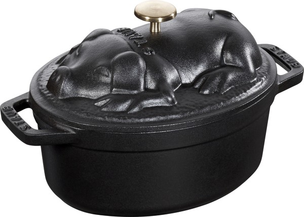 Staub Kochgeschirr Cocotte BräTer Kochtopf Bratentopf Schwein 17 Cm Gusseisen-image