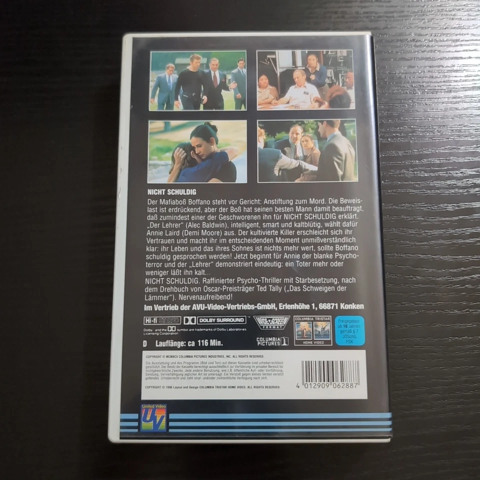 VHS - Nicht schuldig - Demi Moore/Alec Baldwin - Thriller - Bild 3 von 4