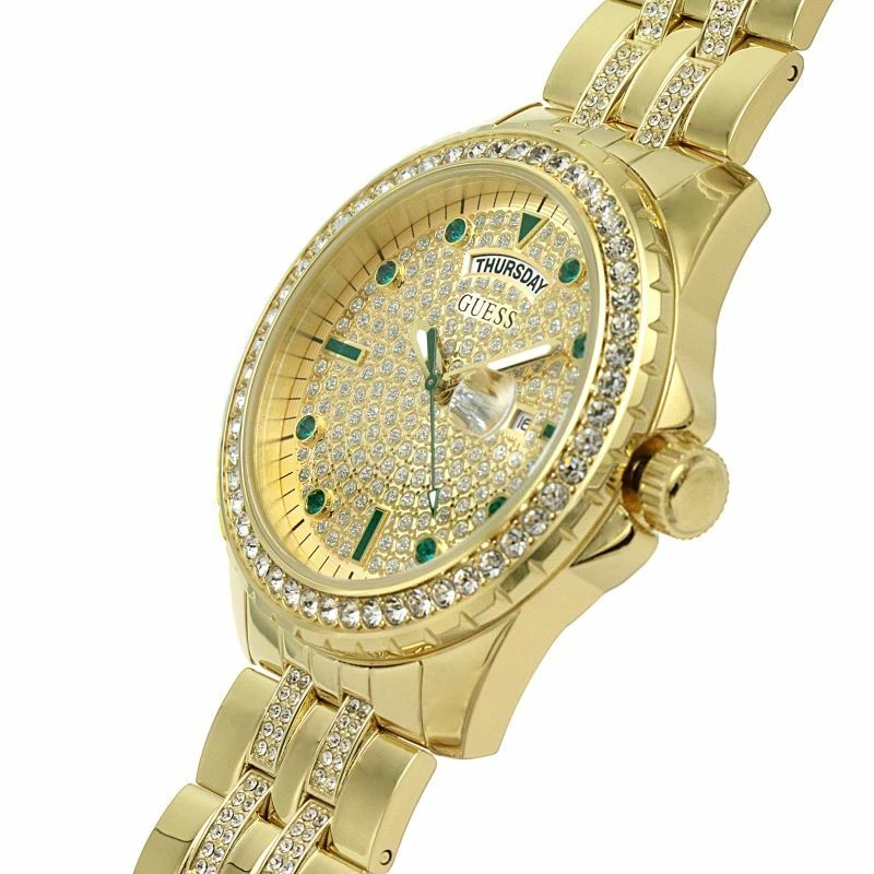 44mm Watch Swarovski eBay GW0218G2 Plated Crystals Comet | Day Gold Guess Date With Set