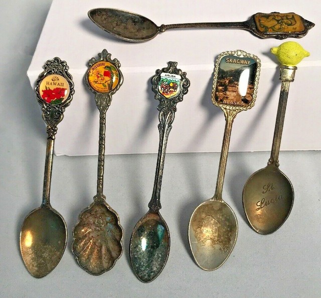 Lot of 6 Different Souvenir Spoons Silver Plated eBay
