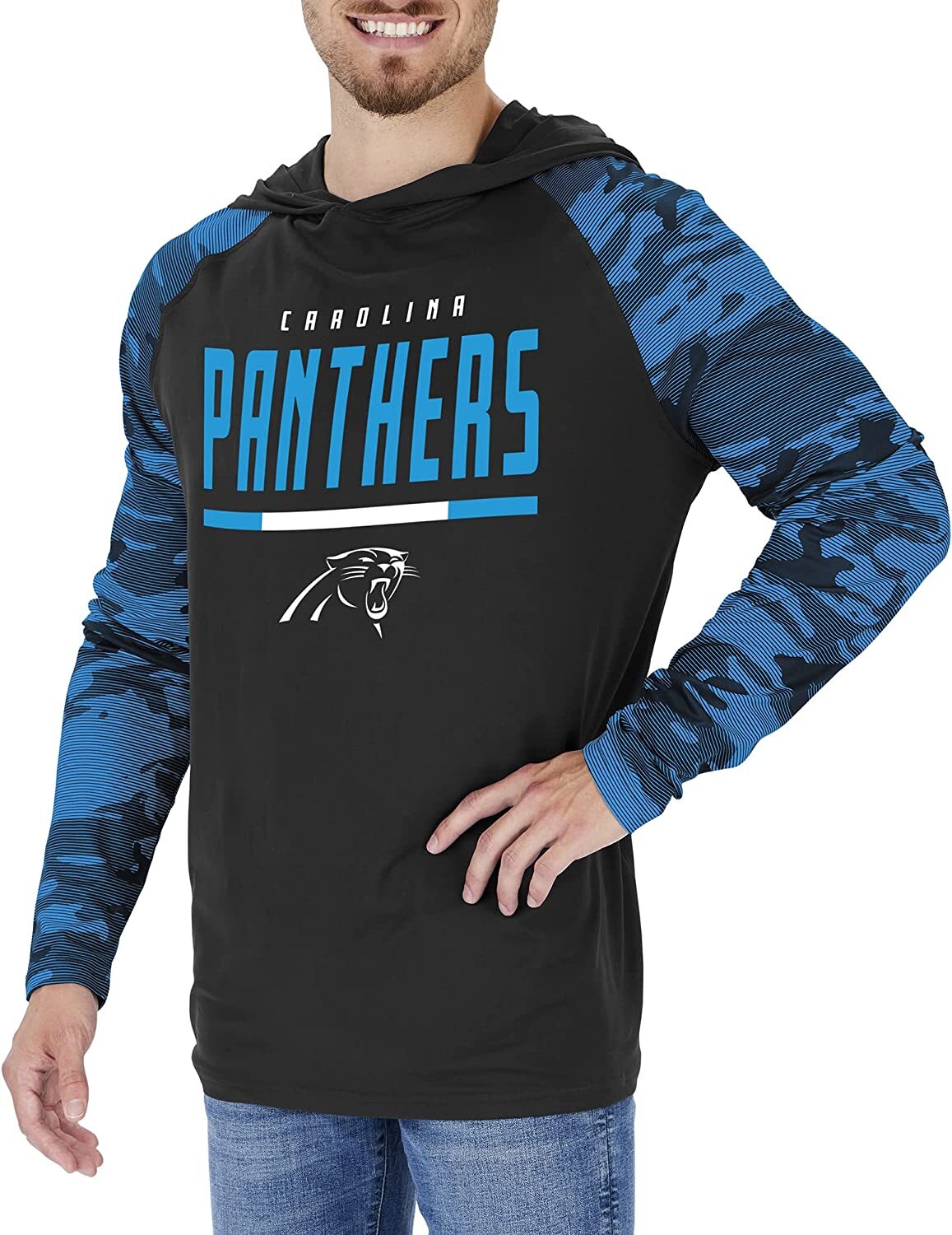 Мужская легкая толстовка с капюшоном Zubaz Carolina Panthers NFL с рукавами командного камуфляжа