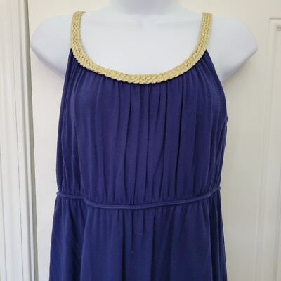 Style & Co Macys Navy Blue Jersey Knit Dress Gold Braid Trim Grecian Size M | eBay Style & Co Macys Navy Blue Jersey Knit Dress Gold Braid Trim Grecian Size M | eBay