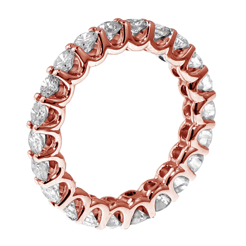 1.60 - 2.10 CT Round Diamond Eternity Wedding Band in 14k Rose Gold U ...