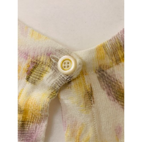 Ann Taylor Yellow Purple White Brush Stroke 3/4 Length Sleeve Cardigan Size L - Picture 6 of 9
