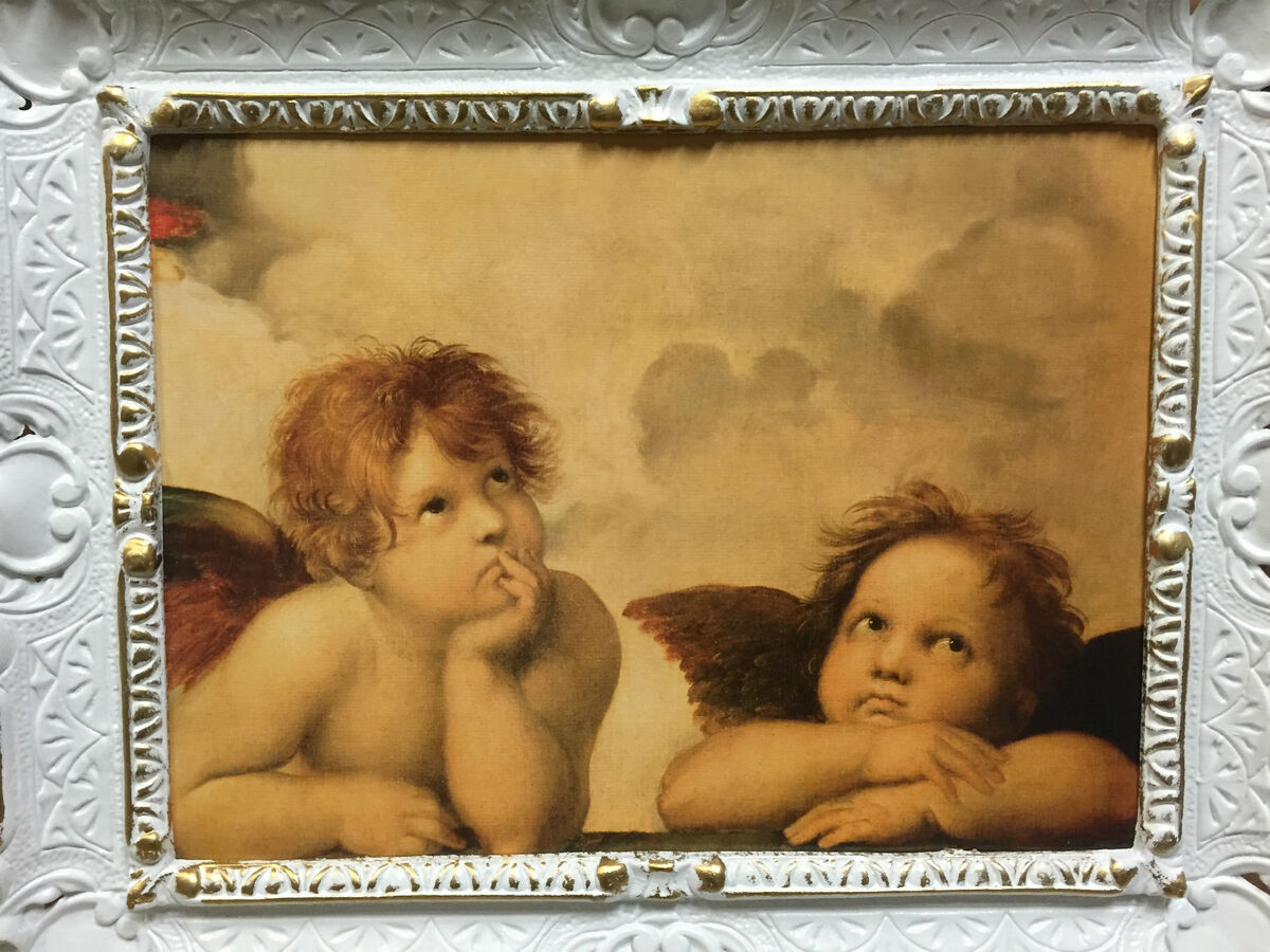 Raffael ENGEL Bild mit Rahmen Barock 56x46 Schutzengel Raphael Gemälde  Antik | eBay