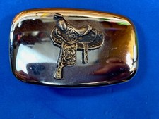 Cowboy's Horse Saddle Vintage Two Tone Western Belt Buckle