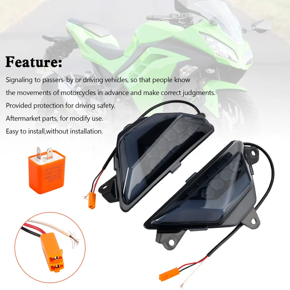 LED Front Turn Signal Light For KAWASAKI NINJA300 400 650 ZX-6R ZX-4RR 2013+#3 h - Image 2 of 4