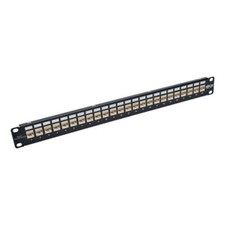 24-Port 1U Rack-Mount STP Shielded Cat6a Feedthrough Patch Panel with 90-Degree