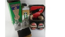 Vintage Shoe Accessories, Lot, Accumulation, Tins, Bottles, Kit