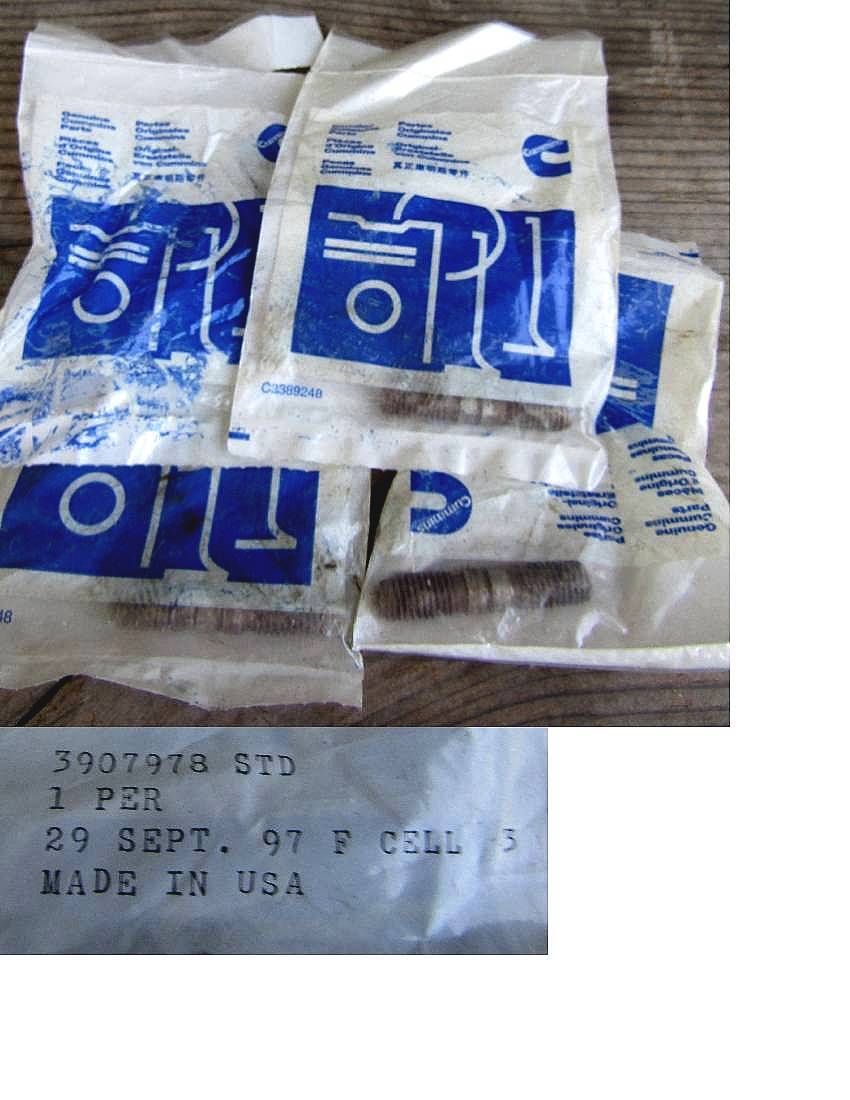 4) OEM CUMMINS 3907978 DOUBLE END STUD / 3927154 EXHAUST MANIFOLD  