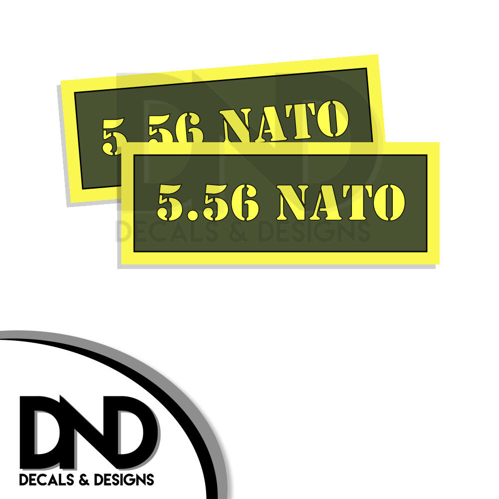 5.56 NATO Ammo Can Decal Gun Ammunition Box Firearm Gloss Sticker AG - 2 Pack