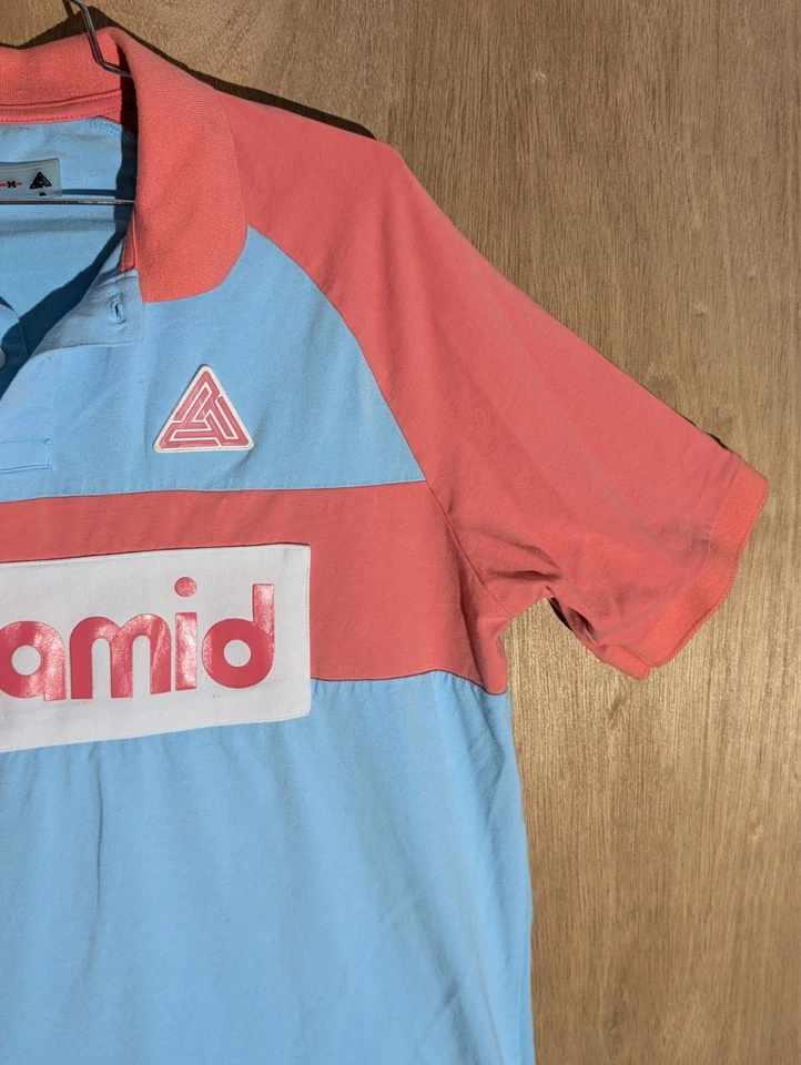 black pyramid polo shirt mens XL short sleeve collared button logo coloblock - Image 3 of 4