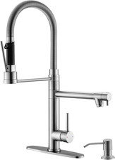 Brushed Nickel Kitchen Faucet with Pull Down Sprayer  Soap Dispenser