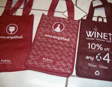 3 Wine Totes Each Carrier Holds 4 Bottles Reusable Shopping Bags Eco Friendly