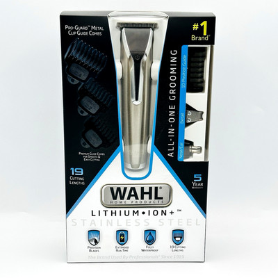 Wahl Lithium-Ion Stainless Steel All-In-One Grooming Trimmer - Silver - New