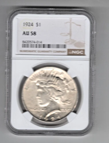1924 PEACE DOLLAR NGC AU 58 GREAT FEATURES LOOKS BETTER JUST GRADED