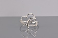 Sterling Silver Cubic Zirconia Intertwined Locking Hearts Band Ring 925 Sz: 8