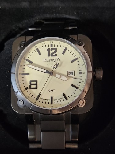 Renato Quadro Aviator GMT Swiss Quartz (43/99) Blk/SS 44mm Men's Watch-EXCELLENT - Picture 5 of 18
