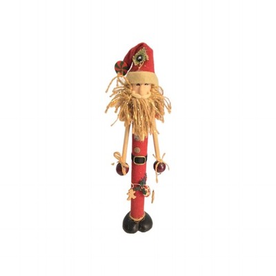 Ganz 10'' Handmade Look Santa Made of Mixed Materials Tan Gold Beard Stick Figure
