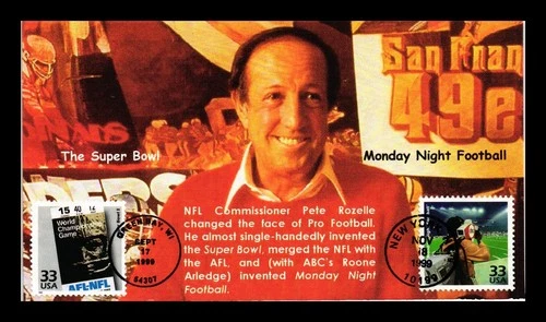 DR JIM STAMPS US COVER MONDAY NIGHT FOOTBALL SUPER BOWL I FDC COMBO DUAL CANCEL