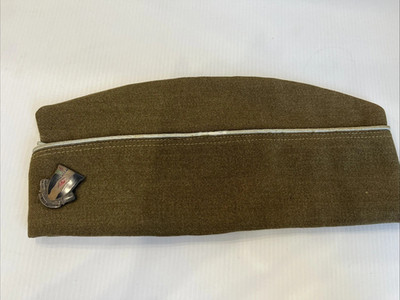 WWII US Army Garrison Cap: Infantry Blue Piping, 60th Regiment Crest size 54