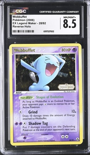 Pokémon - Wobbuffet 28/92 Reverse Holo - 2006 EX Legend Maker - CGC 8.5
