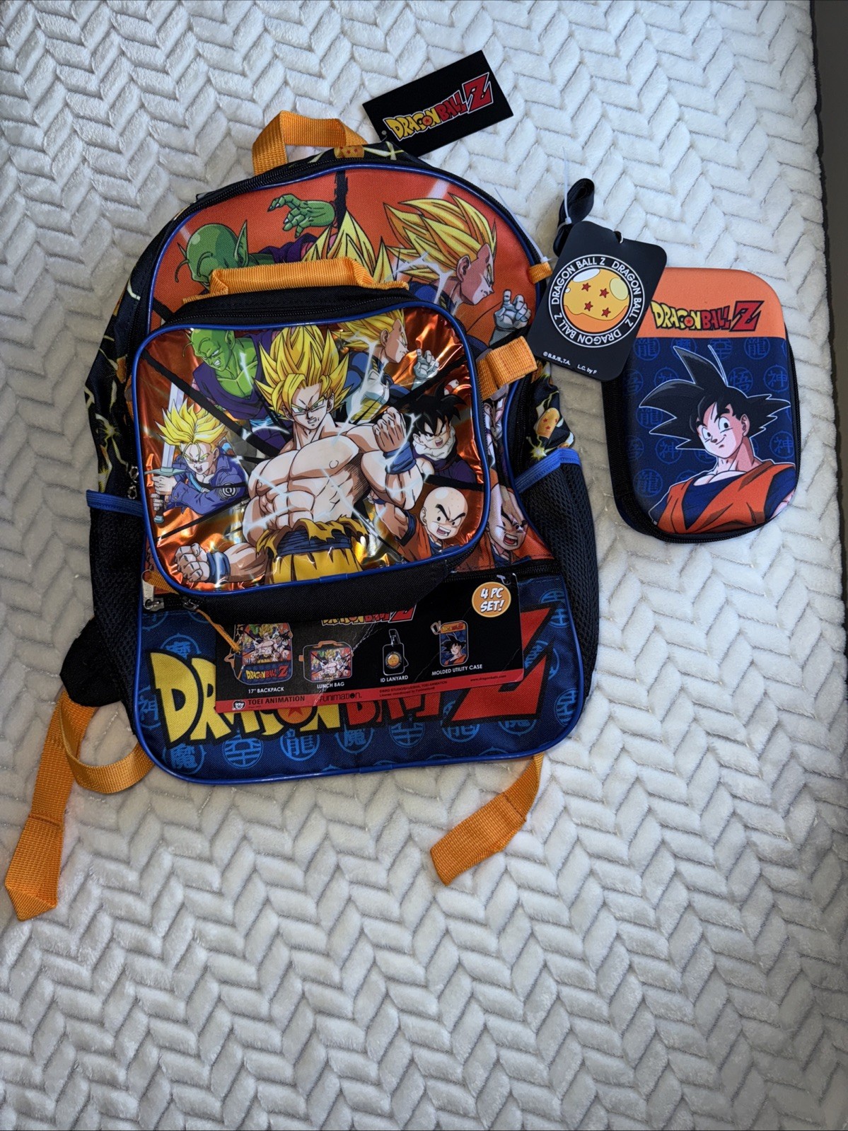 Dragon Ball Z 4-Piece School Set with Hard Shell Pencil Case and Lunch Box
