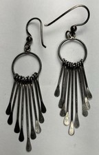 .925 STERLING SILVER DROP DANGLE HOOK BACK EARRINGS