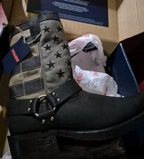 NWT Size 12 Durango Men's Patriotic Black Faded Flag & Harness Boot DDB0141
